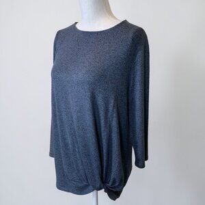 Matty M Women’s Twist Knot Tunic Top Small Blue 3/4 Sleeve Knit Blouse